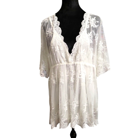 Entro large white Sheer lace Lined Tunic With Camisole NEW WITH TAGS - Picture 2 of 16